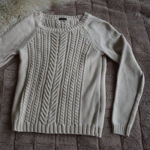 J Crew White/Cream Cable Knit Sweater (Women's medium)